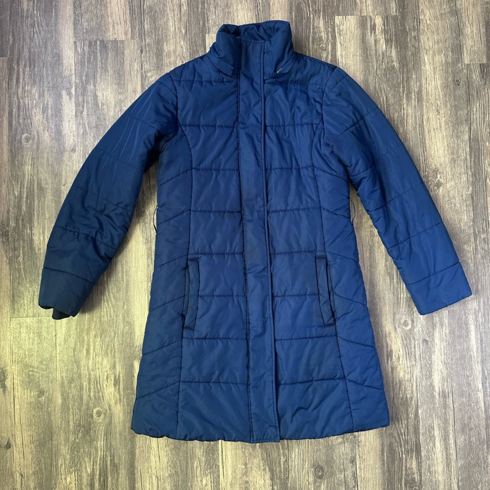 Banana Republic Women’s Down Puffer Jacket – Size XS | Blue Long Winter Coat - Picture 10 of 16